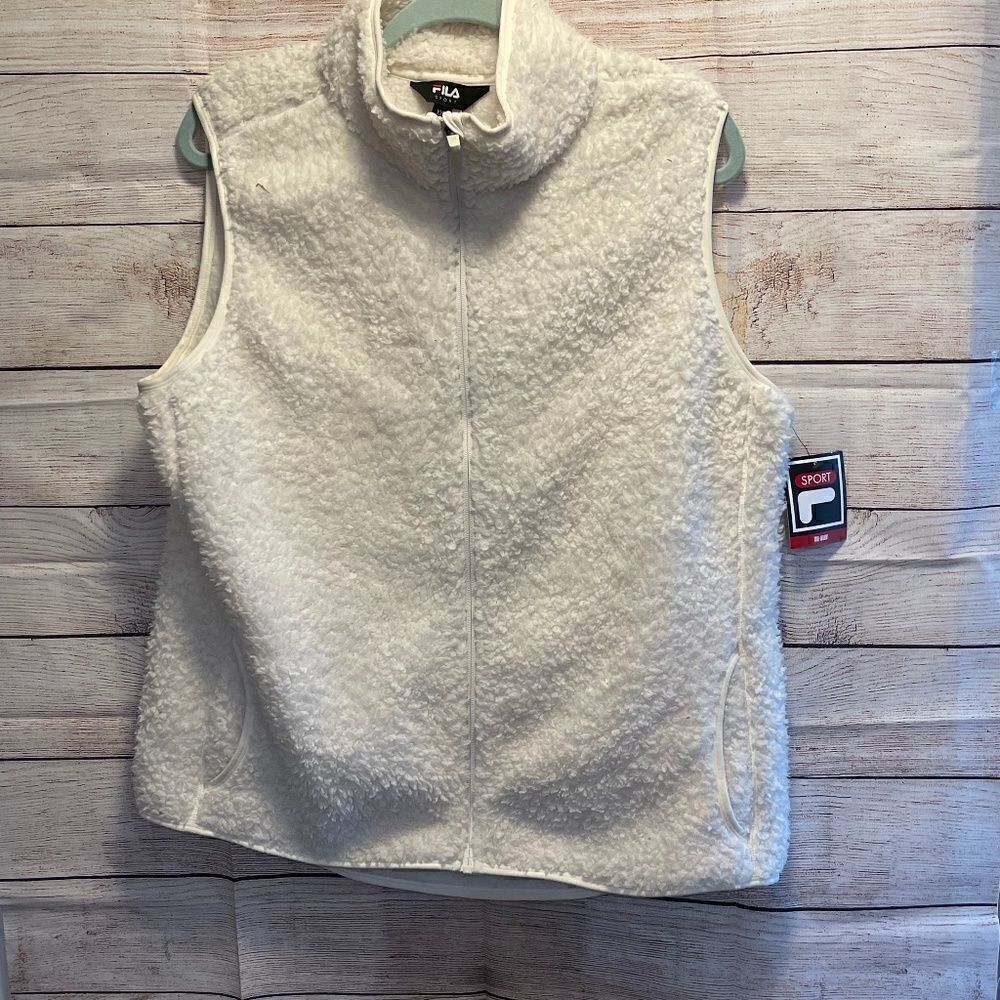 Fila White Sherpa Vest NWT